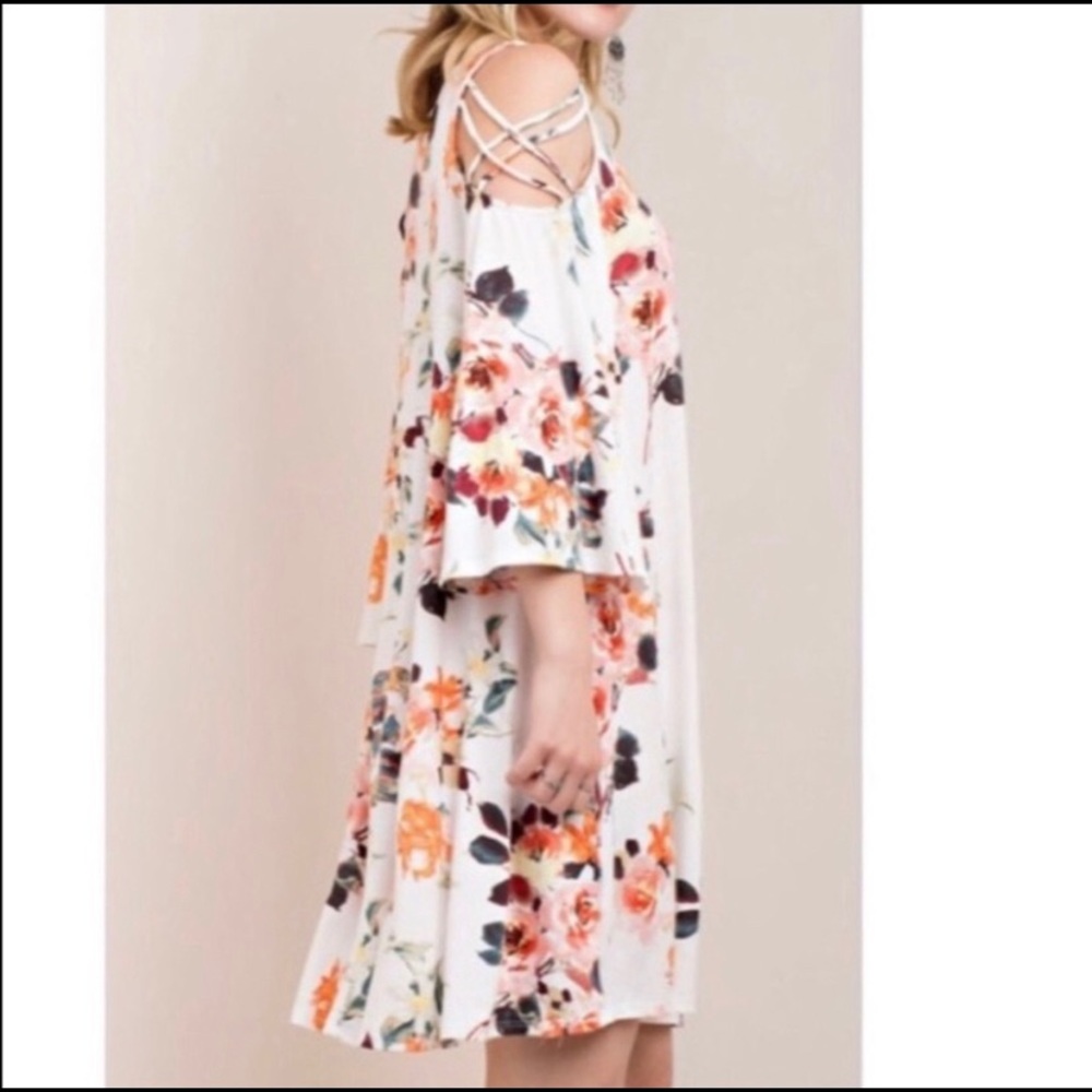 New Floral Cold Shoulder Dress